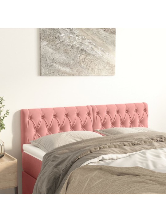 Čelo postele 2 ks růžové 72x7x78/88 cm samet