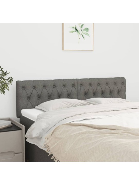 Čelo postele 2 ks tmavě šed 80x7x78/88 cm textil