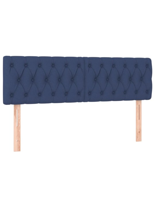 Čelo postele 2 ks modré 80 x 7 x 78/88 cm textil