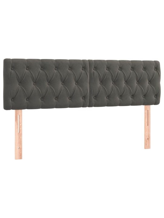 Čelo postele 2 ks tmavě šed 80x7x78/88 cm samet