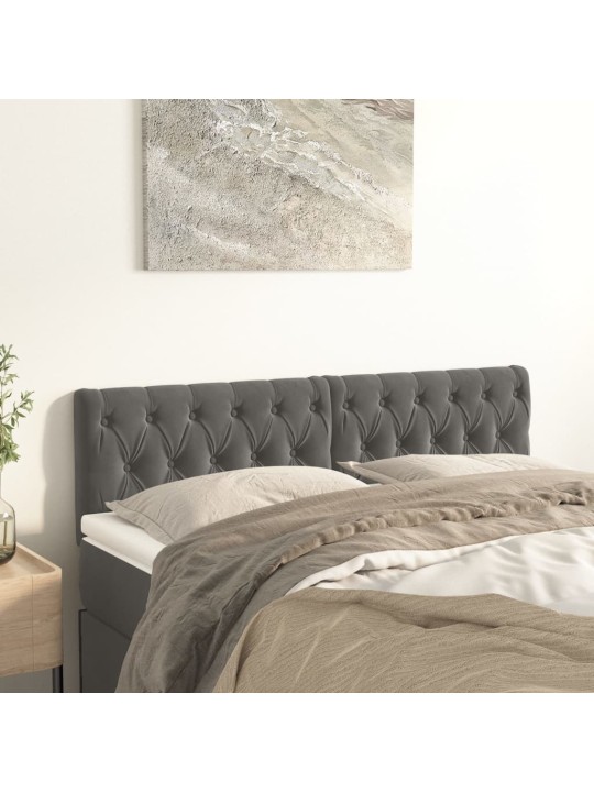 Čelo postele 2 ks tmavě šed 80x7x78/88 cm samet