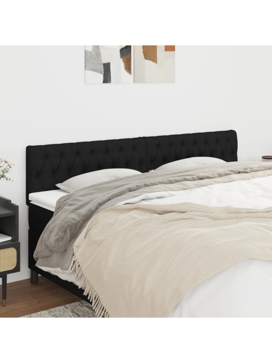 Čelo postele 2 ks černé 90 x 7 x 78/88 cm textil