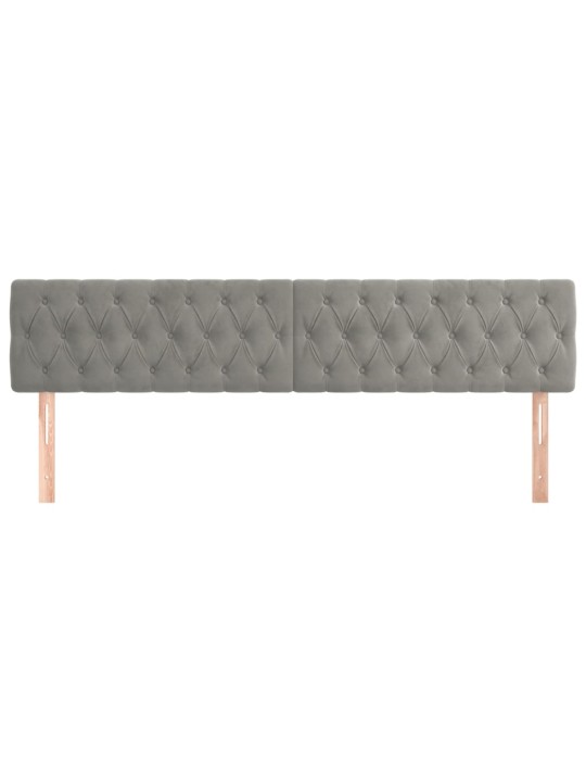 Čela postele 2 ks světle šedá 90x7x78/88 cm samet