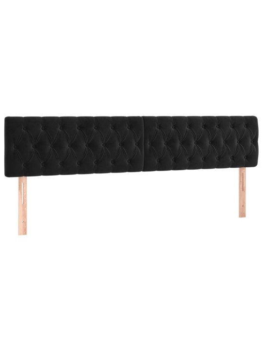 Čelo postele 2 ks černé 90x7x78/88 cm samet