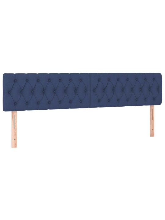 Čelo postele 2 ks modré 100x7x78/88 cm textil
