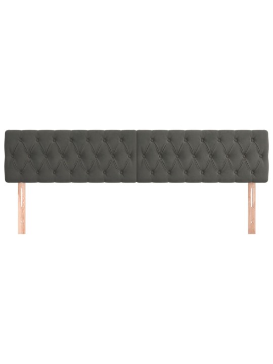 Čelo postele 2 ks tmavě šed 100x7x78/88 cm samet