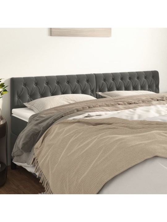 Čelo postele 2 ks tmavě šed 100x7x78/88 cm samet
