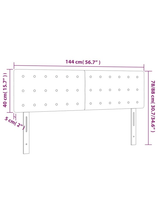 Čela postele 2 ks tmavě šedá 72 x 5 x 78/88 cm textil