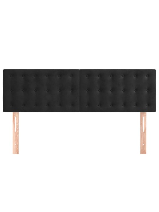 Čela postele 2 ks černá 72 x 5 x 78/88 cm samet
