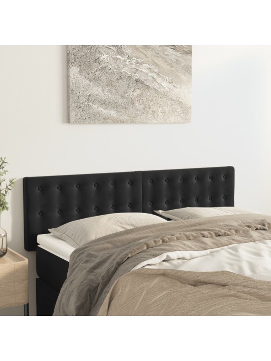 Čela postele 2 ks černá 72 x 5 x 78/88 cm samet