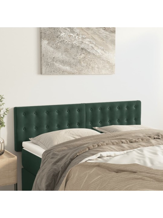 Čela postele 2 ks tmavě zelená 72 x 5 x 78/88 cm samet