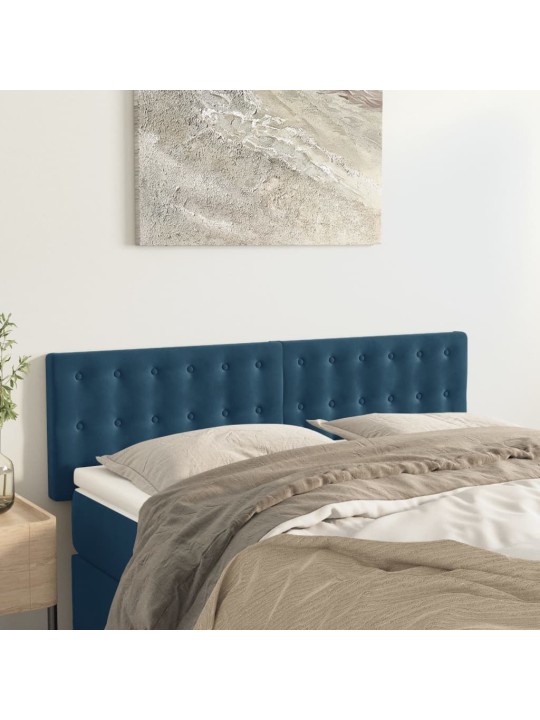 Čela postele 2 ks tmavě modrá 72 x 5 x 78/88 cm samet