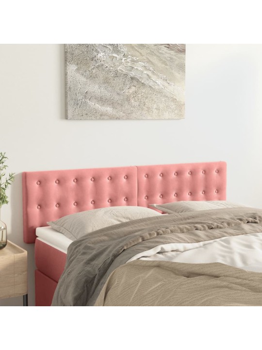 Čelo postele 2 ks růžové 72x5x78/88 cm samet