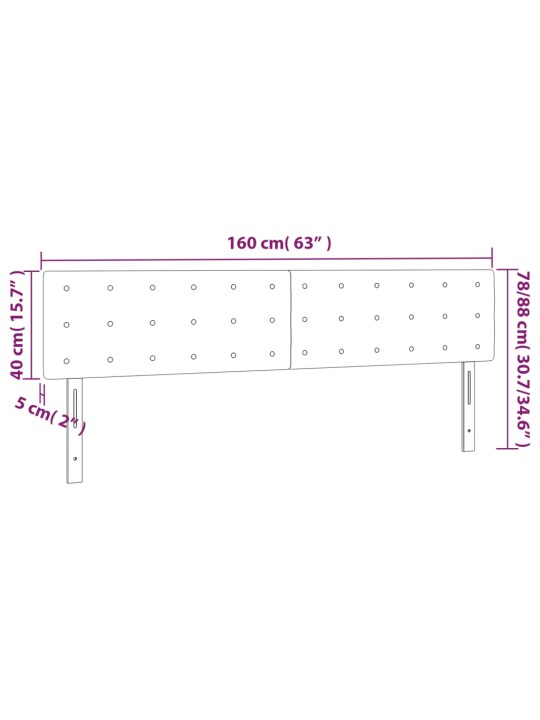 Čelo postele 2 ks krémové 80 x 5 x 78/88 cm textil
