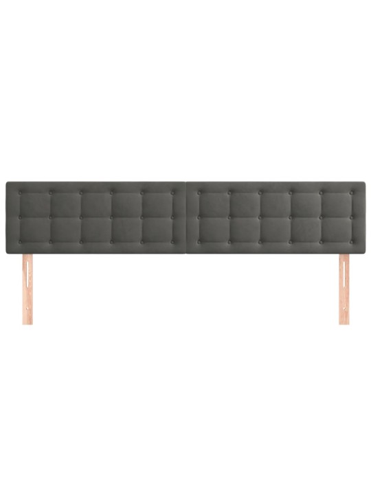 Čelo postele 2 ks tmavě šedé 80 x 5 x 78/88 cm samet