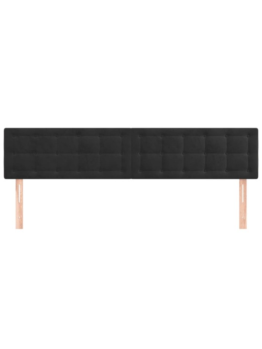 Čelo postele 2 ks černé 80 x 5 x 78/88 cm samet