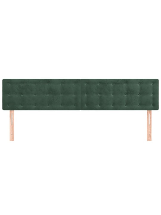 Čelo postele 2 ks tmavě zelené 80 x 5 x 78/88 cm samet