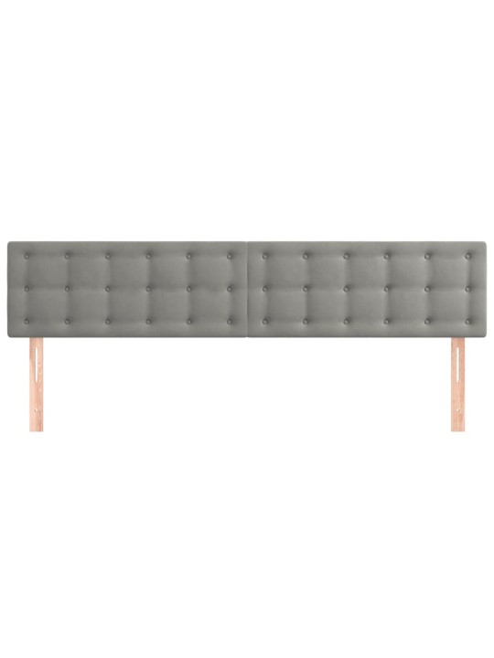 Čelo postele 2 ks světle šedé 90x5x78/88 cm samet