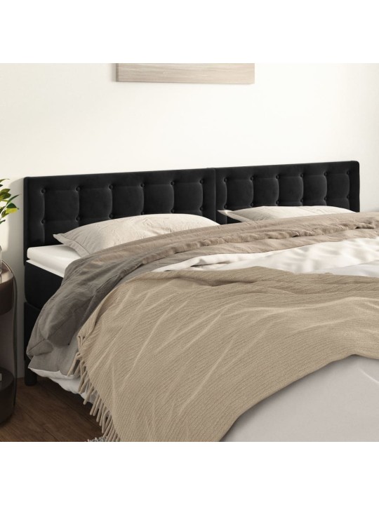 Čelo postele 2 ks černé 90x5x78/88 cm samet