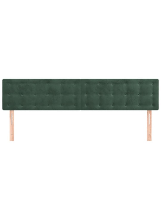 Čelo postele 2 ks tmavě zelené 90x5x78/88 cm samet