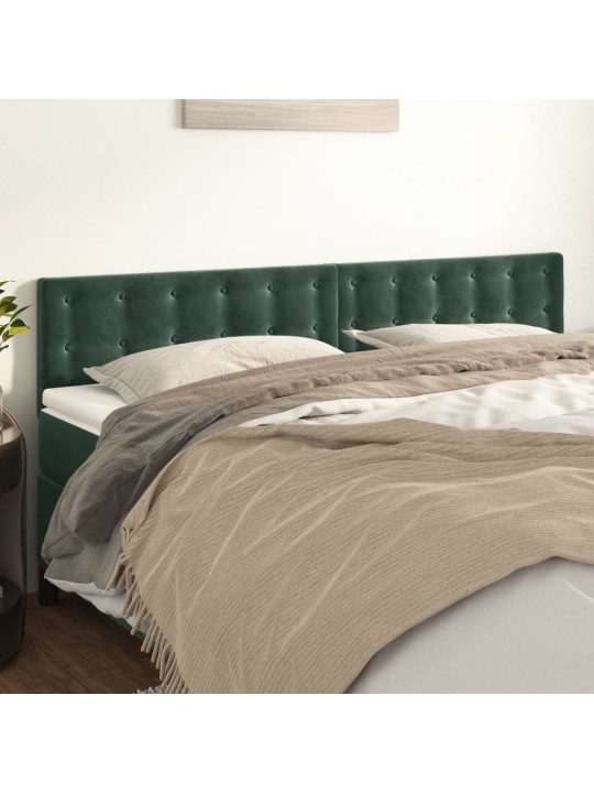 Čelo postele 2 ks tmavě zelené 90x5x78/88 cm samet