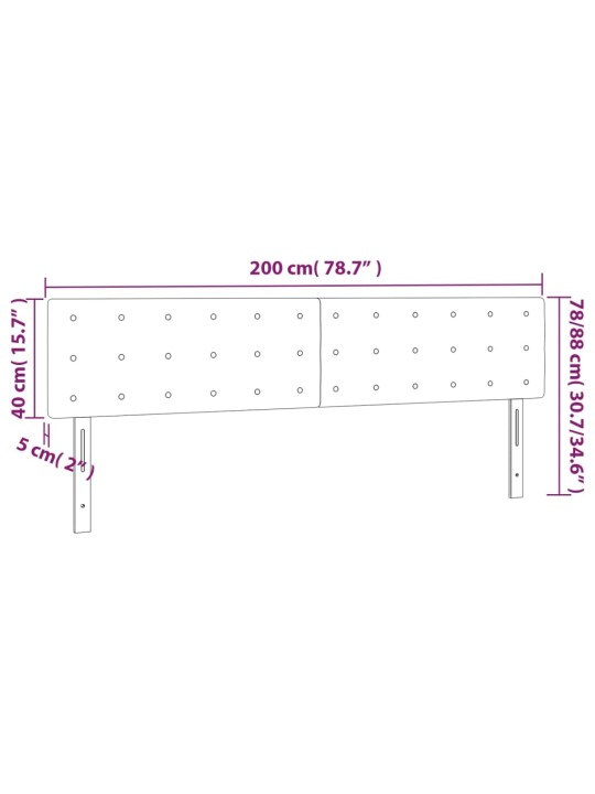Čelo postele 2 ks krémové 100x5x78/88 cm textil