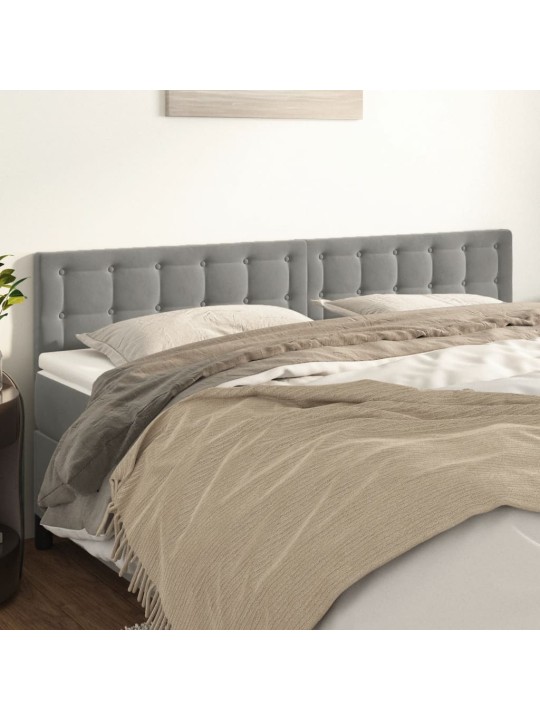 Čelo postele 2 ks světle šedé 100 x 5 x 78/88 cm samet