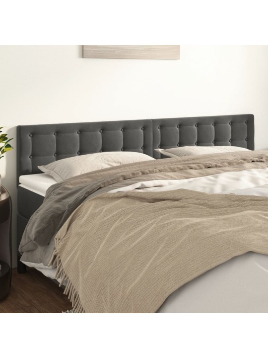 Čelo postele 2 ks tmavě šedé 100 x 5 x 78/88 cm samet