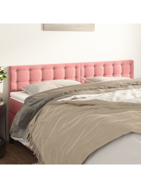Čelo postele 2 ks růžové 100x5x78/88 cm samet