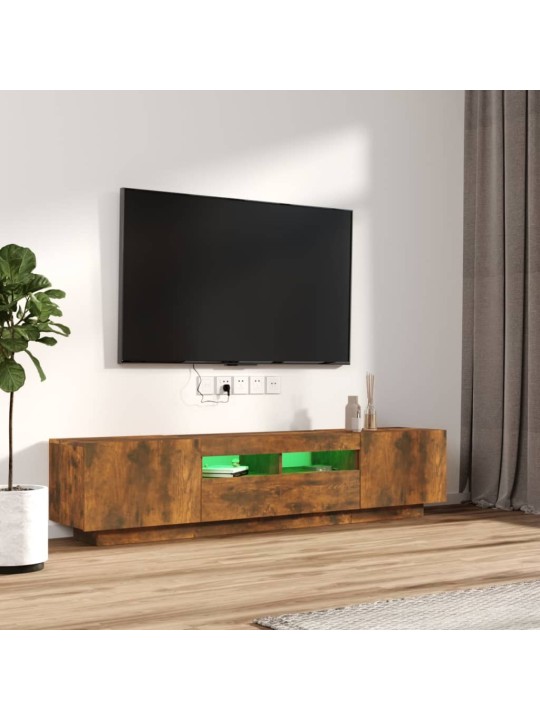 2dílný set TV skříněk s LED světly kouřový dub kompozitní dřevo