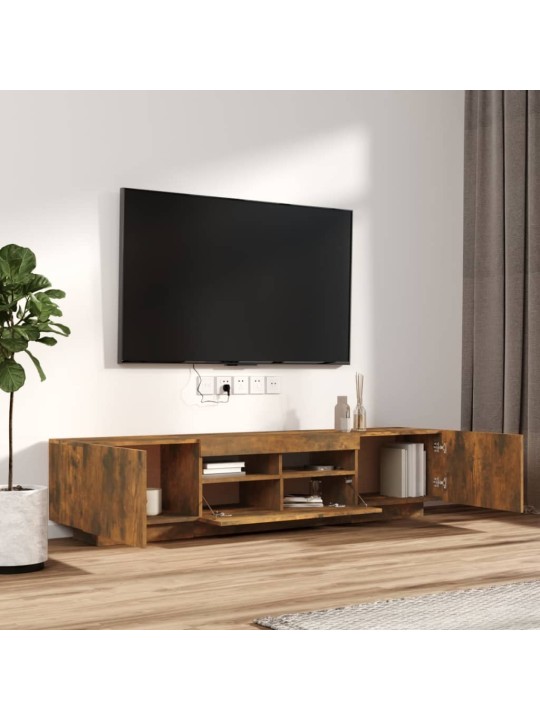 2dílný set TV skříněk s LED světly kouřový dub kompozitní dřevo