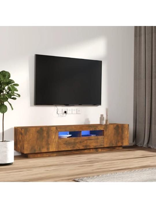 2dílný set TV skříněk s LED světly kouřový dub kompozitní dřevo