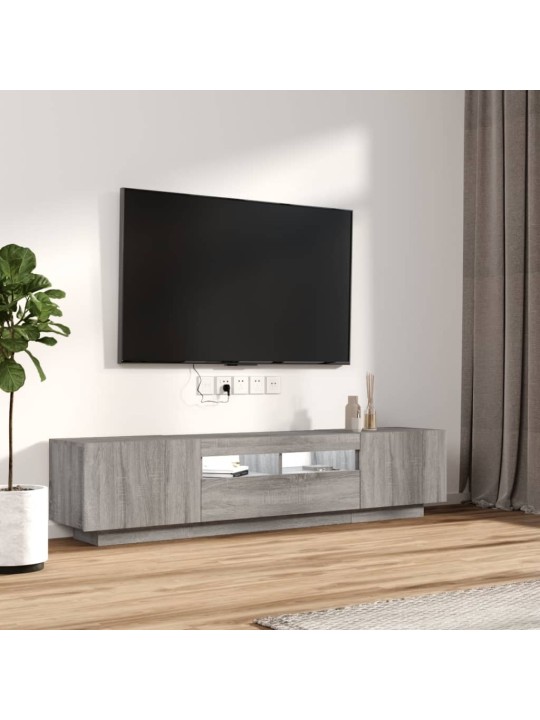 2dílný set TV skříněk s LED světly šedý sonoma kompozitní dřevo