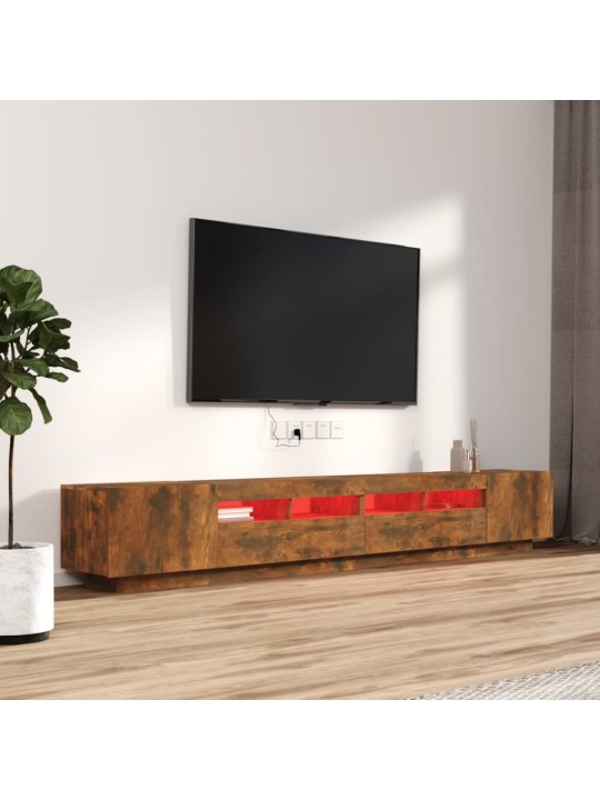 3dílný set TV skříněk s LED světly kouřový dub kompozitní dřevo