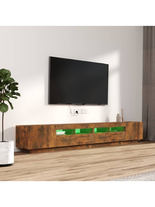 3dílný set TV skříněk s LED světly kouřový dub kompozitní dřevo
