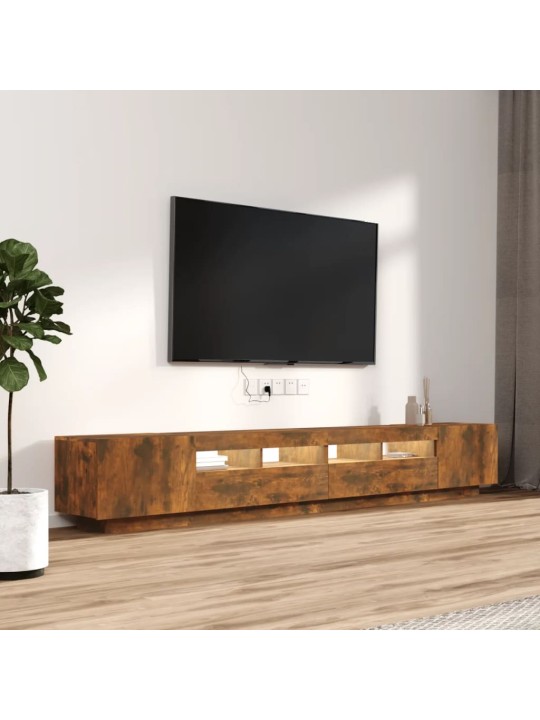 3dílný set TV skříněk s LED světly kouřový dub kompozitní dřevo