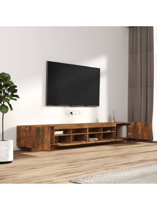 3dílný set TV skříněk s LED světly kouřový dub kompozitní dřevo