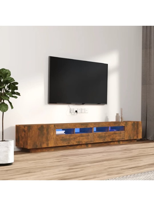 3dílný set TV skříněk s LED světly kouřový dub kompozitní dřevo