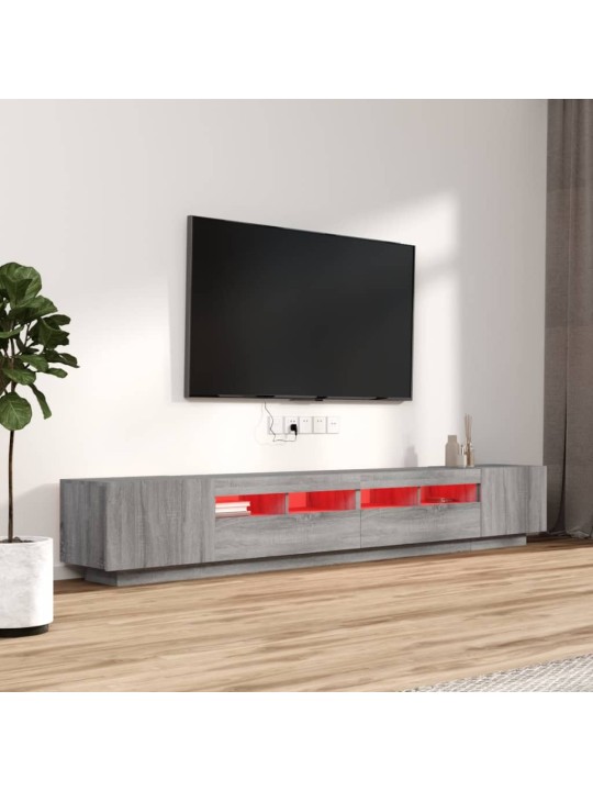 3dílný set TV skříněk s LED světly šedý sonoma kompozitní dřevo