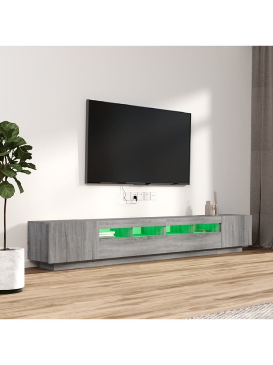 3dílný set TV skříněk s LED světly šedý sonoma kompozitní dřevo