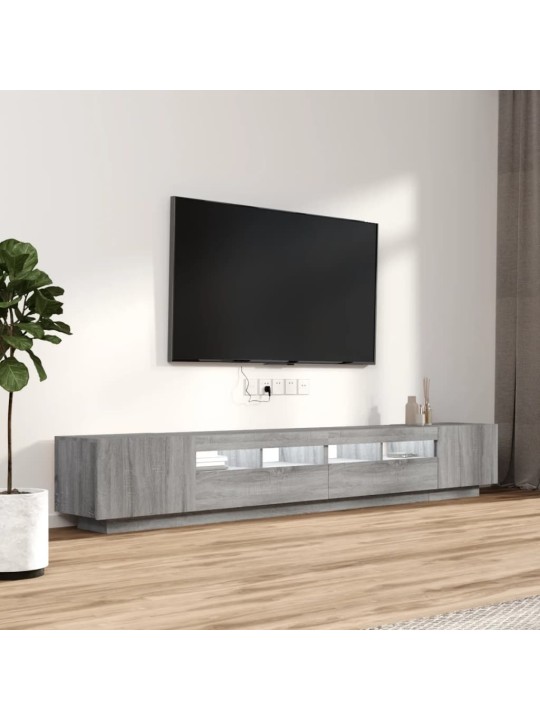 3dílný set TV skříněk s LED světly šedý sonoma kompozitní dřevo