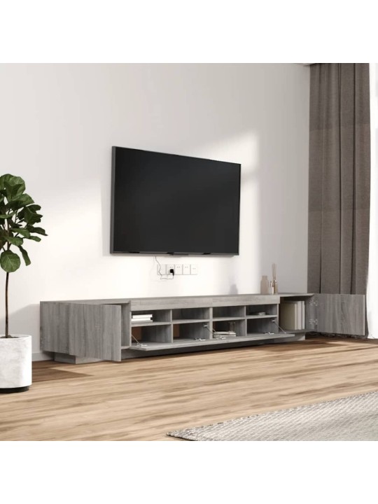 3dílný set TV skříněk s LED světly šedý sonoma kompozitní dřevo