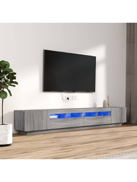 3dílný set TV skříněk s LED světly šedý sonoma kompozitní dřevo