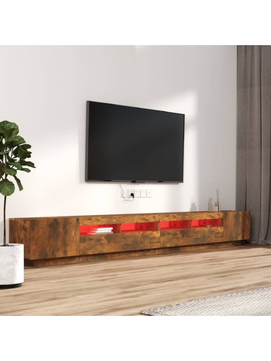 3dílný set TV skříněk s LED světly kouřový dub kompozitní dřevo