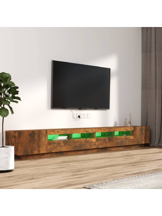 3dílný set TV skříněk s LED světly kouřový dub kompozitní dřevo