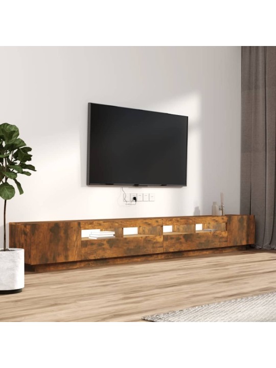 3dílný set TV skříněk s LED světly kouřový dub kompozitní dřevo