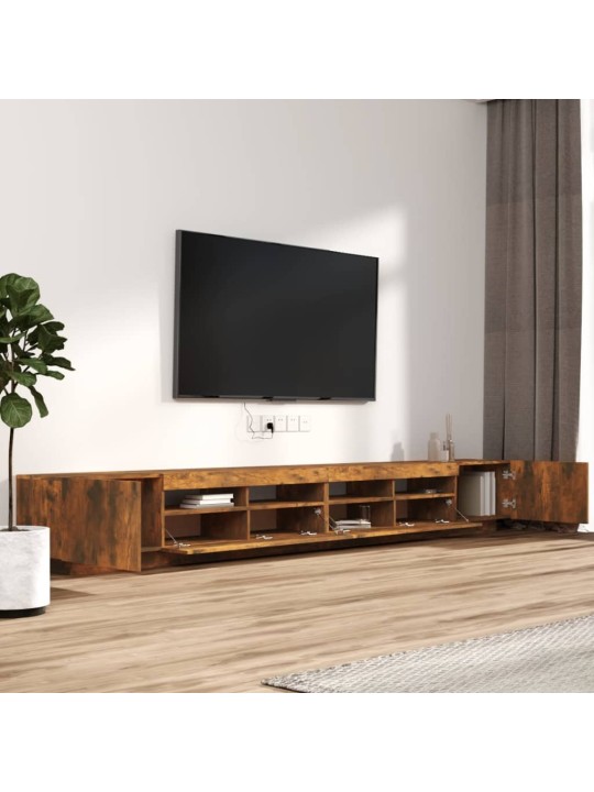3dílný set TV skříněk s LED světly kouřový dub kompozitní dřevo