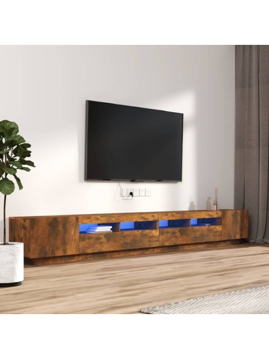 3dílný set TV skříněk s LED světly kouřový dub kompozitní dřevo