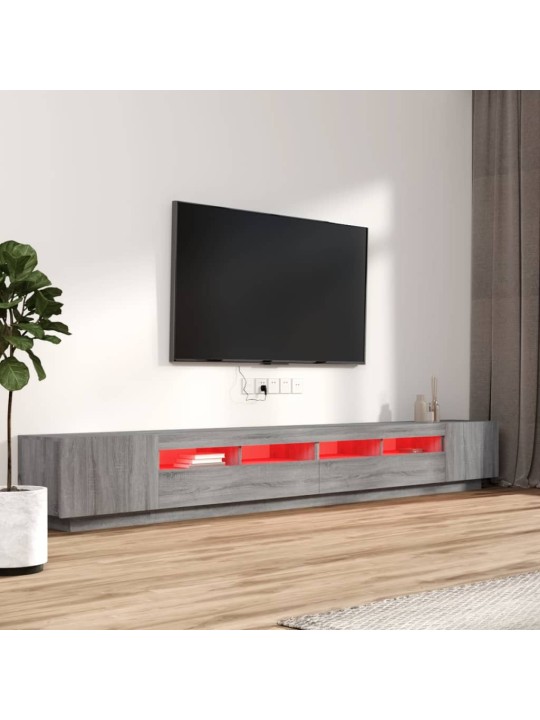 3dílný set TV skříněk s LED světly šedý sonoma kompozitní dřevo