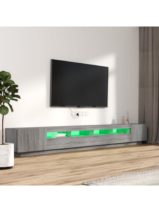3dílný set TV skříněk s LED světly šedý sonoma kompozitní dřevo